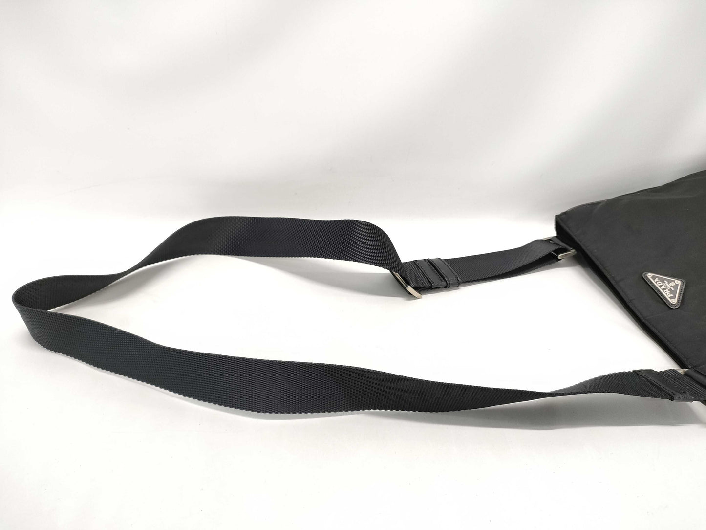 PRADA Nylon Prada Shoulder Bag with Triangle Logo in Black