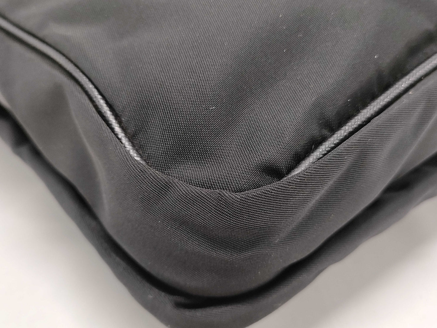PRADA Nylon Prada Shoulder Bag with Triangle Logo in Black