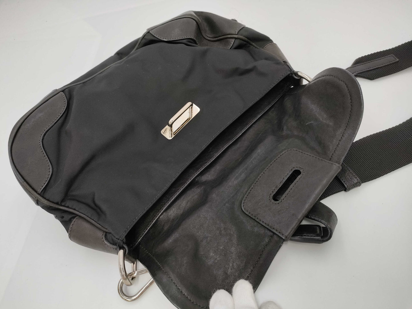 PRADA Prada nylon and leather black shoulder bag