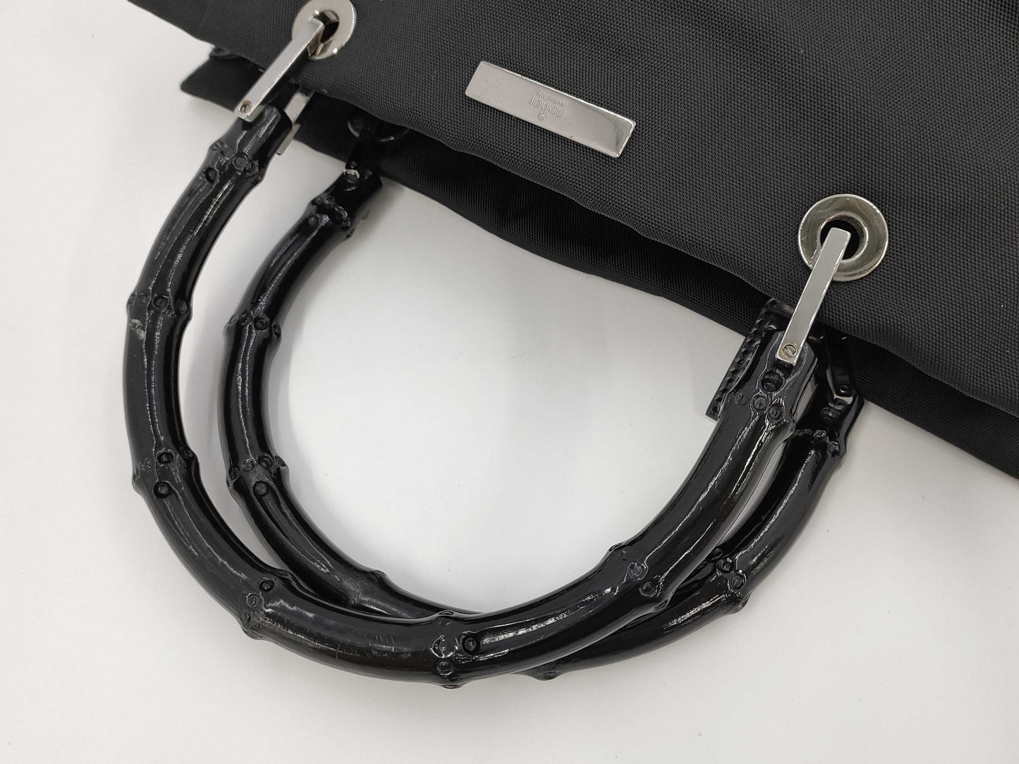 GUCCI Bamboo Hand Black Handbag
