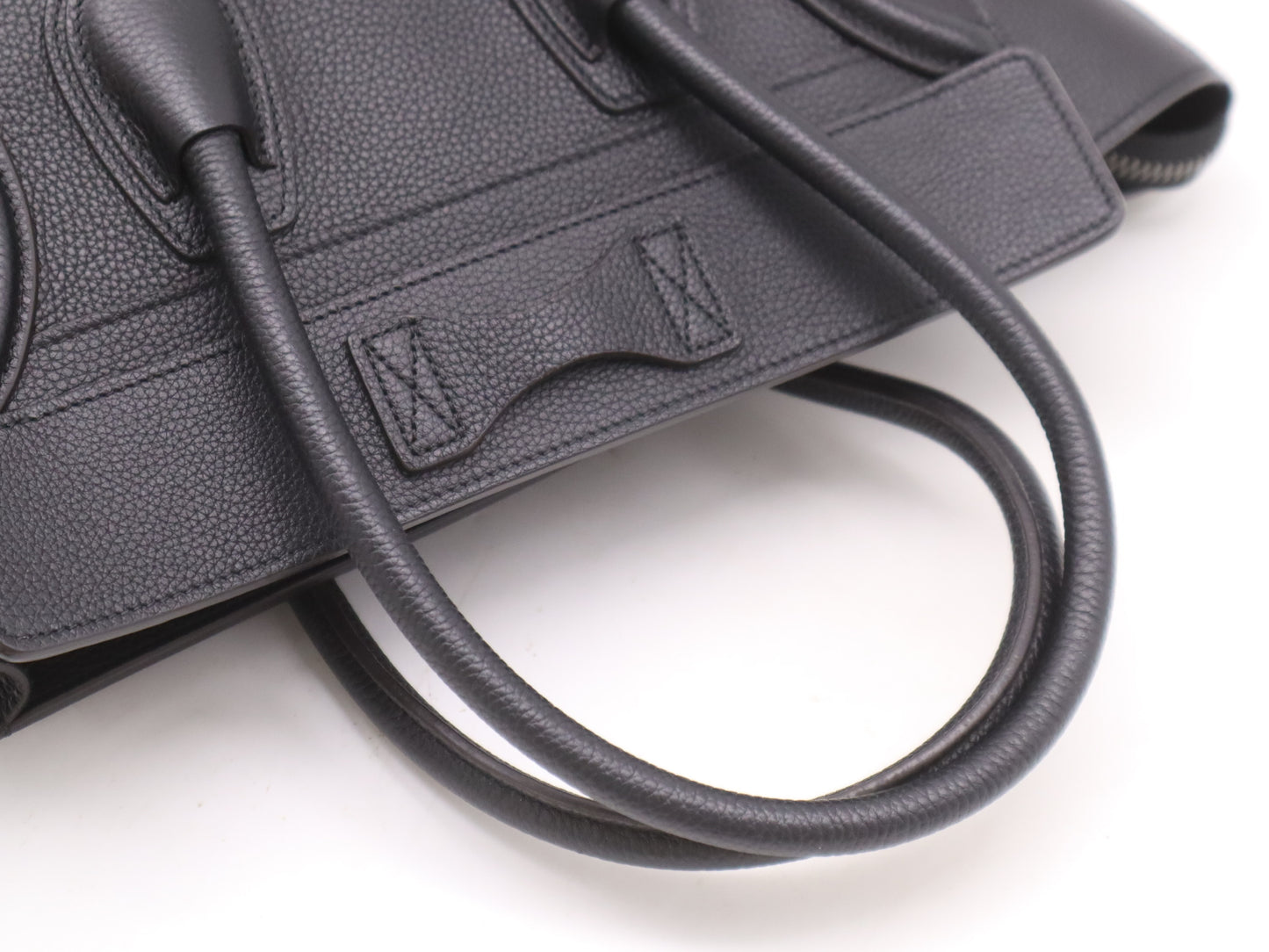 CELINE 167793 Leather Luggage Micro Shopper in Black with Dust Bag