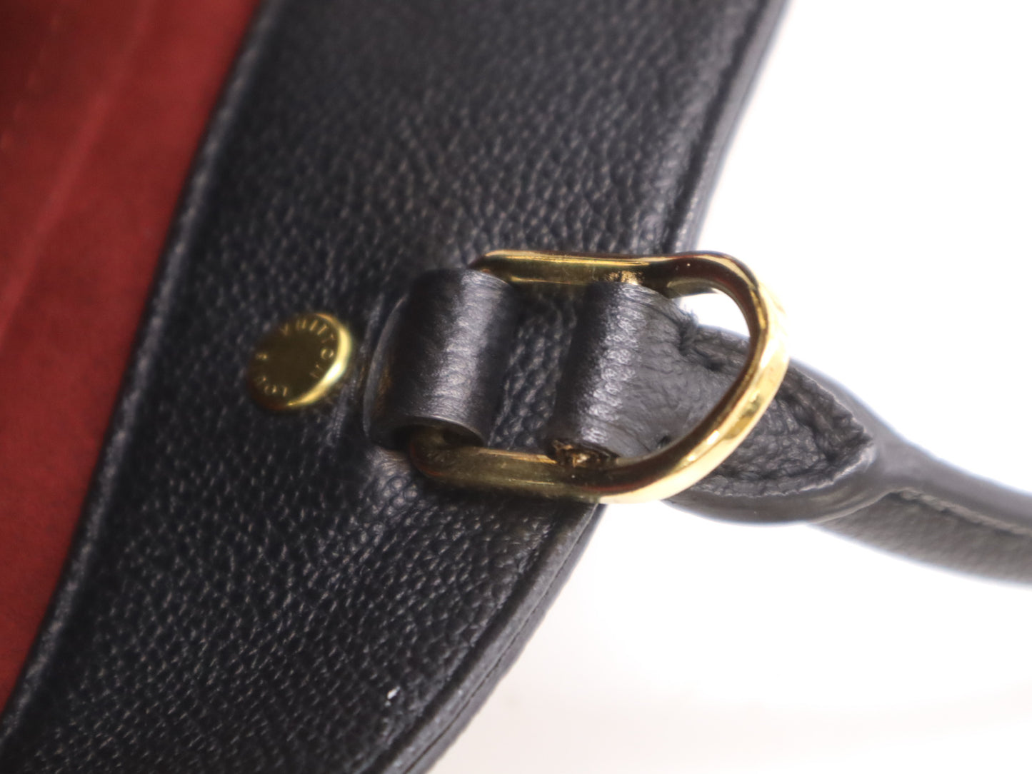 LOUIS VUITTON M45499 Empreinte Montaigne MM Shoulder Bag in Noir and Beige with Poignier Crochet Shoulder Strap, RFID Verified