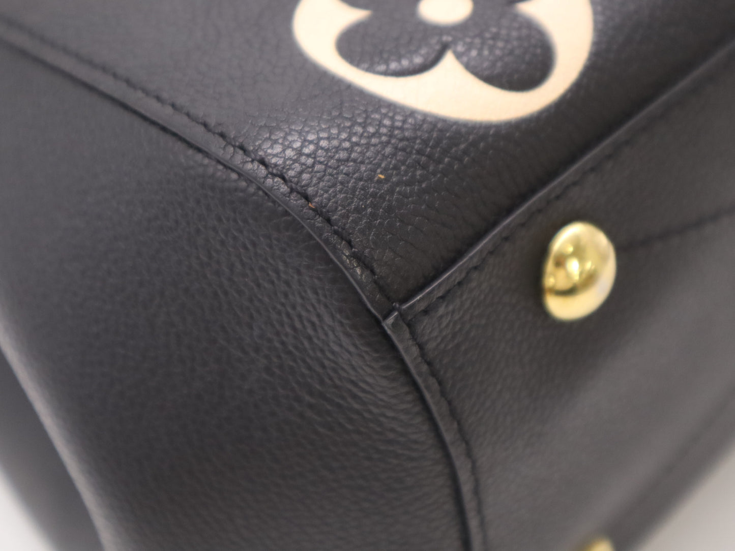 LOUIS VUITTON M45499 Empreinte Montaigne MM Shoulder Bag in Noir and Beige with Poignier Crochet Shoulder Strap, RFID Verified