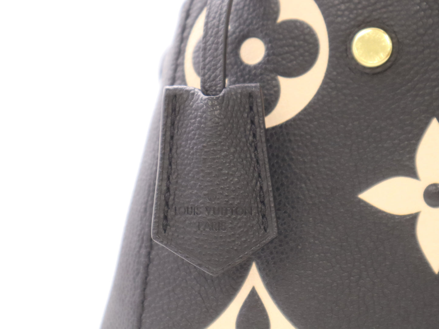 LOUIS VUITTON M45499 Empreinte Montaigne MM Shoulder Bag in Noir and Beige with Poignier Crochet Shoulder Strap, RFID Verified