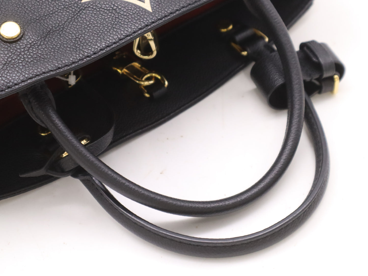 LOUIS VUITTON M45499 Empreinte Montaigne MM Shoulder Bag in Noir and Beige with Poignier Crochet Shoulder Strap, RFID Verified
