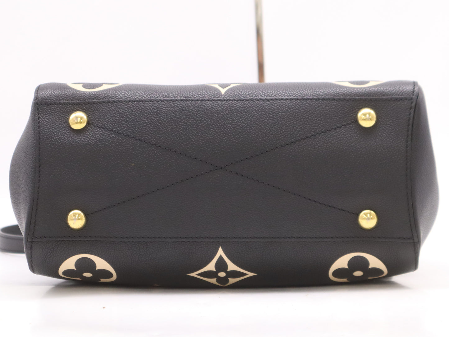 LOUIS VUITTON M45499 Empreinte Montaigne MM Shoulder Bag in Noir and Beige with Poignier Crochet Shoulder Strap, RFID Verified