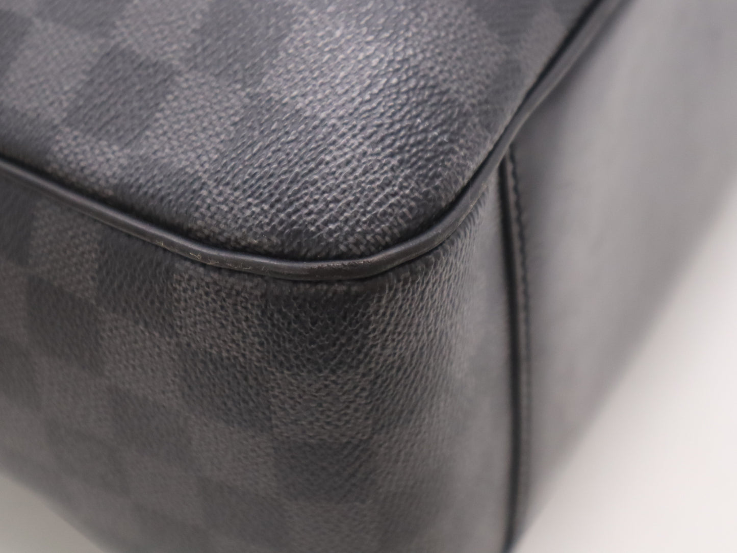 LOUIS VUITTON N51195 Damier Graphite Porte-Document Voyage Business Bag with Padlock, 2 Keys, Name Tag, Handle Cover, and Cloche