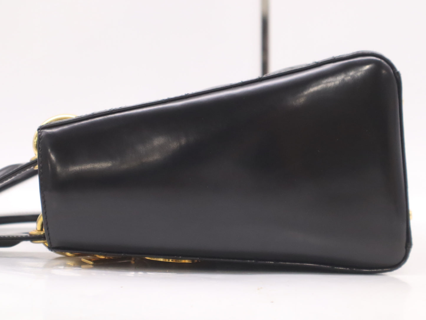 Dior Patent Leather Lady Dior Medium Leather Black Handbag