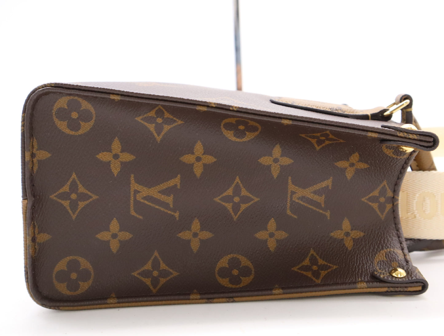 LOUIS VUITTON M46373 Monogram Reverse Canvas On-the-Go PM RFID Verified Tote Bag