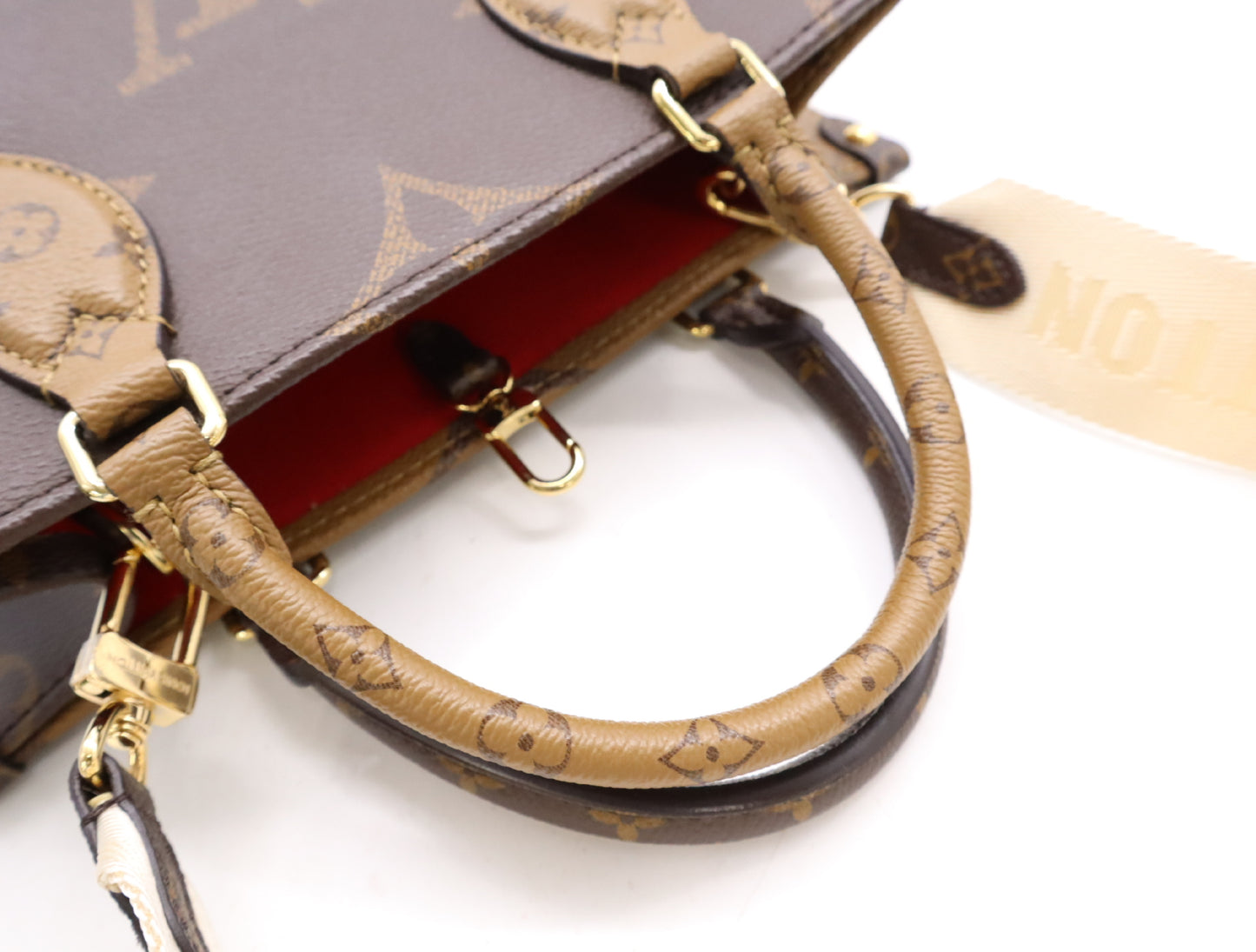 LOUIS VUITTON M46373 Monogram Reverse Canvas On-the-Go PM RFID Verified Tote Bag
