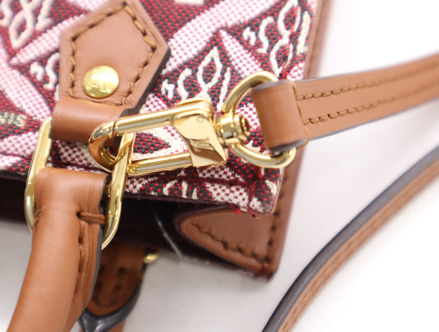 LOUIS VUITTON M69846 Monogram Jacquard Petite Sac Plat Bordeaux RFID Verified Shoulder Bag