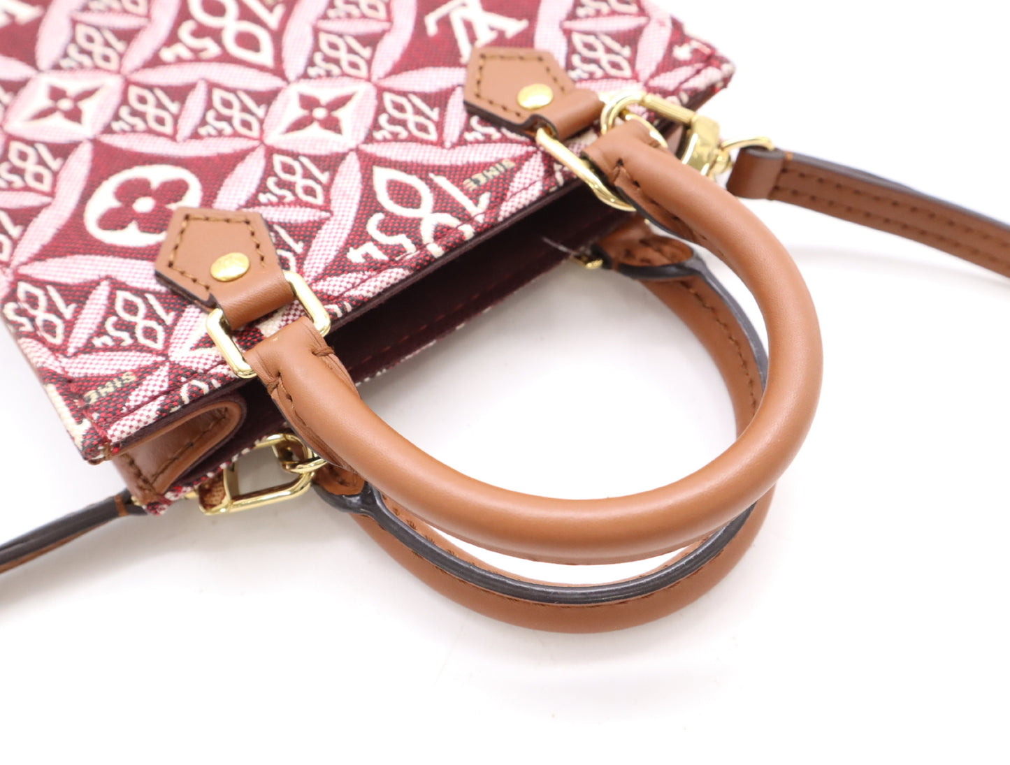 LOUIS VUITTON M69846 Monogram Jacquard Petite Sac Plat Bordeaux RFID Verified Shoulder Bag