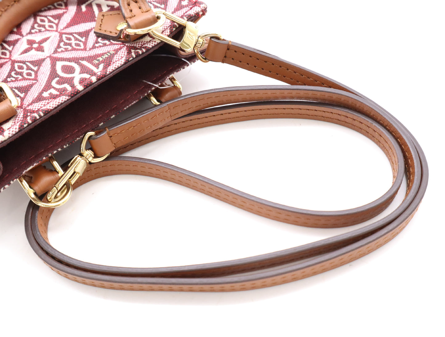 LOUIS VUITTON M69846 Monogram Jacquard Petite Sac Plat Bordeaux RFID Verified Shoulder Bag