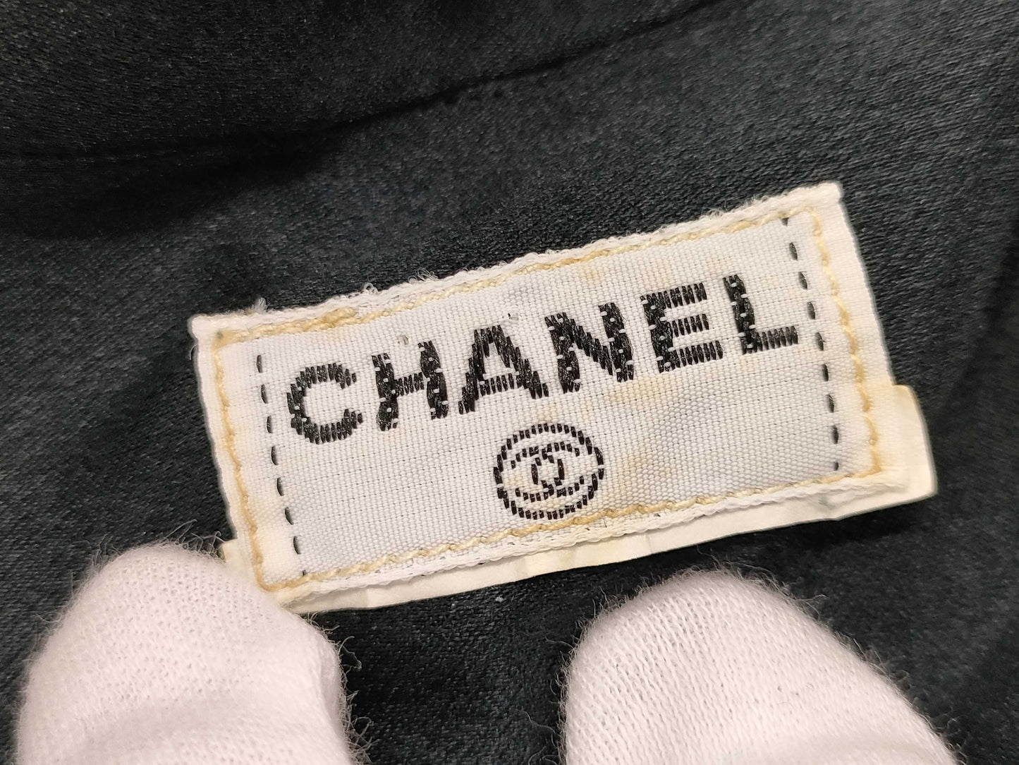 CHANEL Silk Shirt, Black, with Belt, Size M-L