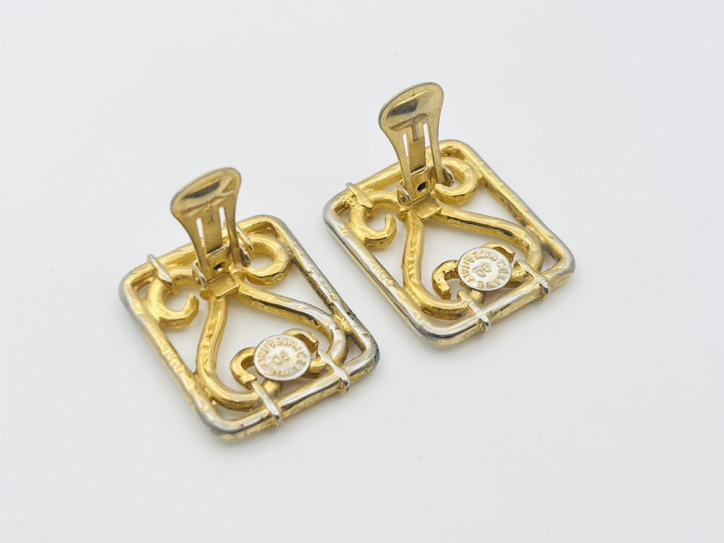 CELINE Heart Square Rectangle Earrings
