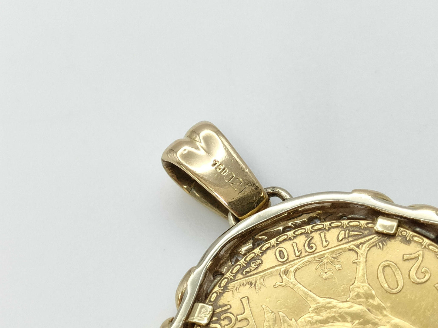 1910 20 Franc Gold Coin D0.21ct K21.6/750 11.5g Pendant Top