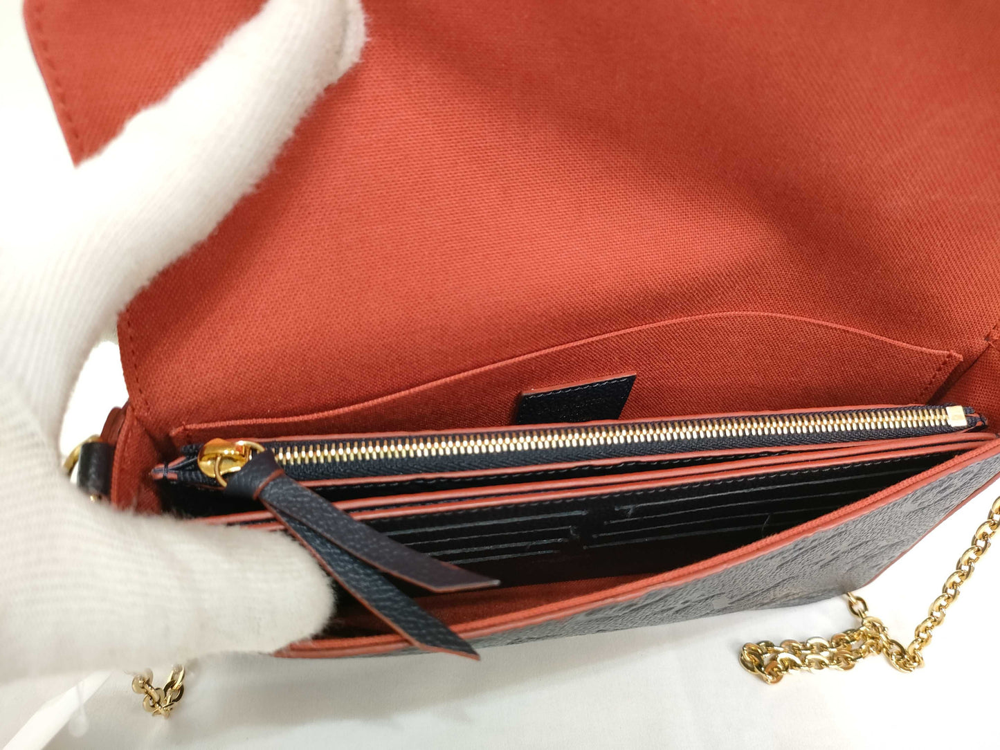 LOUIS VUITTON M64099 Monogram LOUIS VUITTON Pochette Felicie Navy Chain Wallet M64099 Shoulder Bag
