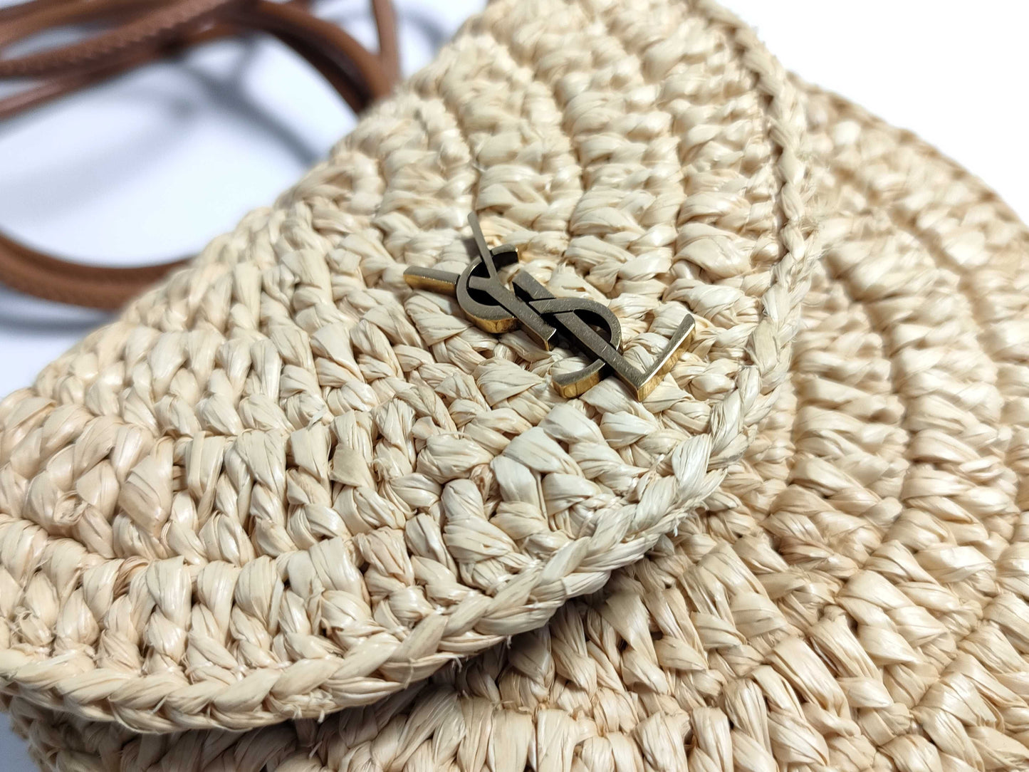 SAINT LAURENT Unused Mini Raffia Shoulder Bag