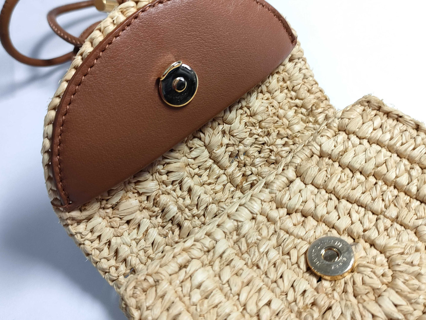 SAINT LAURENT Unused Mini Raffia Shoulder Bag