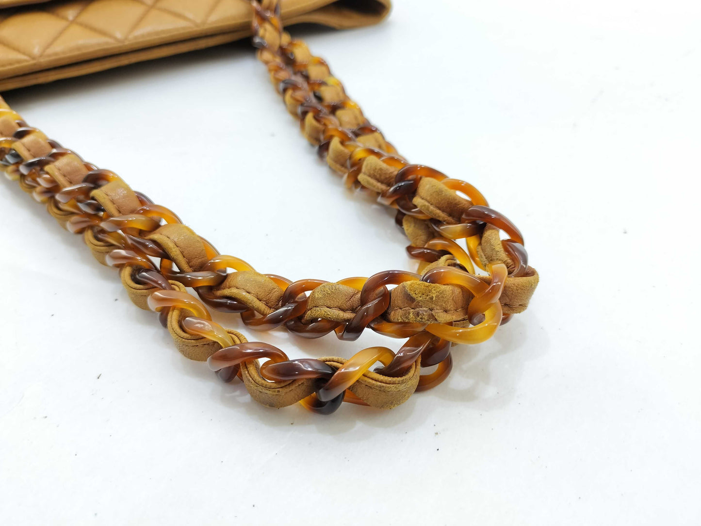 CHANEL Lamb Matelasse Tortoiseshell Chain Tote Bag with Seal