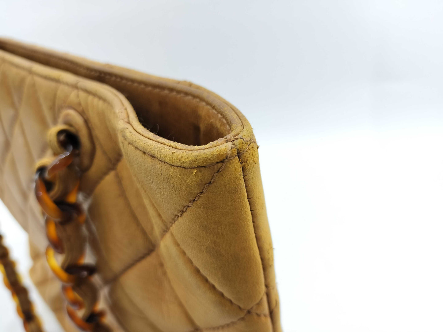 CHANEL Lamb Matelasse Tortoiseshell Chain Tote Bag with Seal