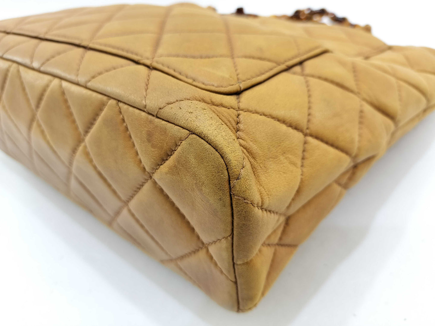 CHANEL Lamb Matelasse Tortoiseshell Chain Tote Bag with Seal