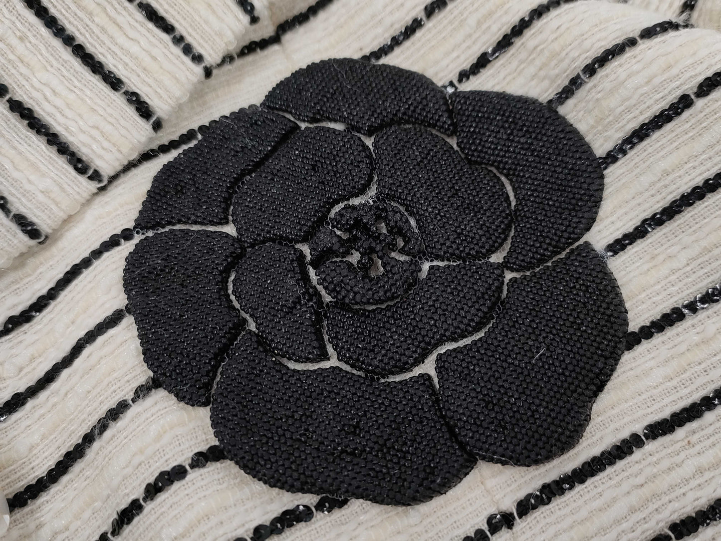 CHANEL Dress P16913V09441 01C #38 Border Tweed Camellia Dress