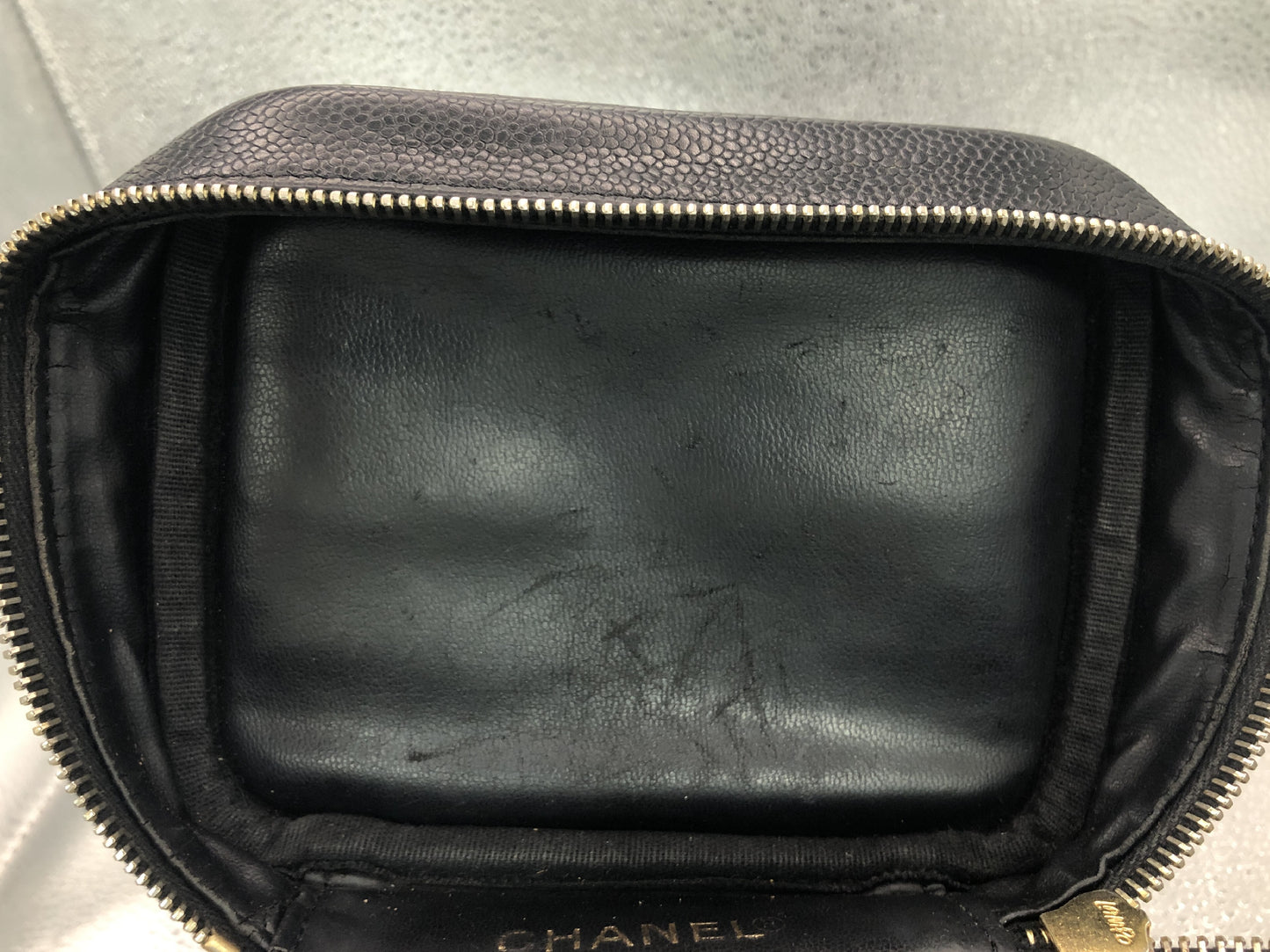 CHANEL Coco Mark Vertical Vanity Bag A01998 Caviar Skin Black Vanity Bag