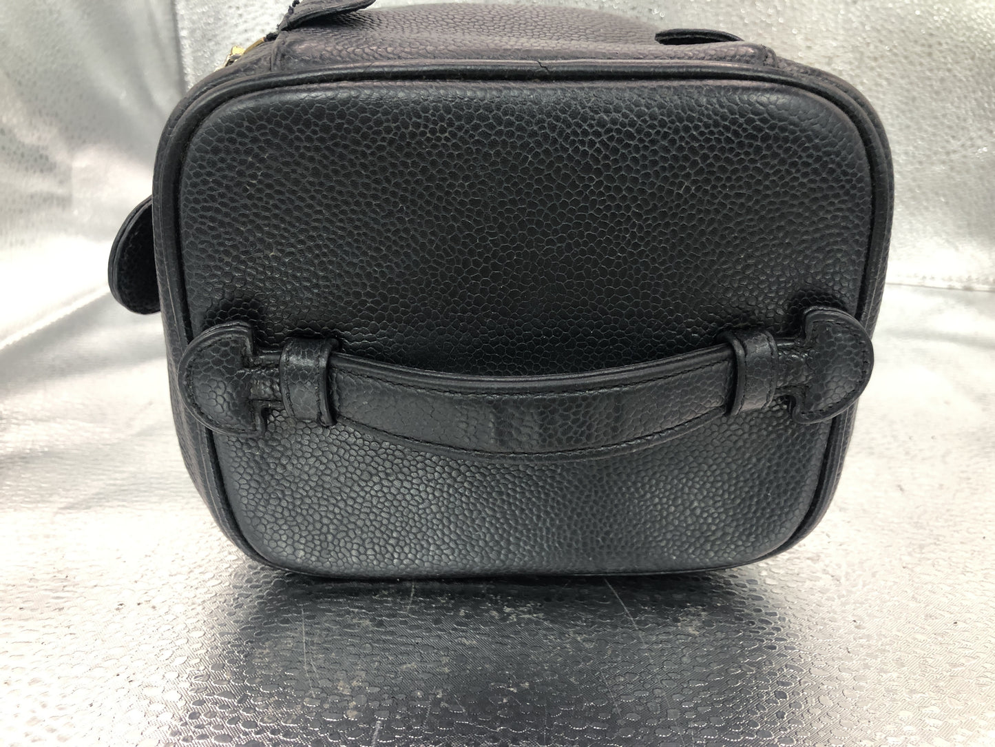 CHANEL Coco Mark Vertical Vanity Bag A01998 Caviar Skin Black Vanity Bag