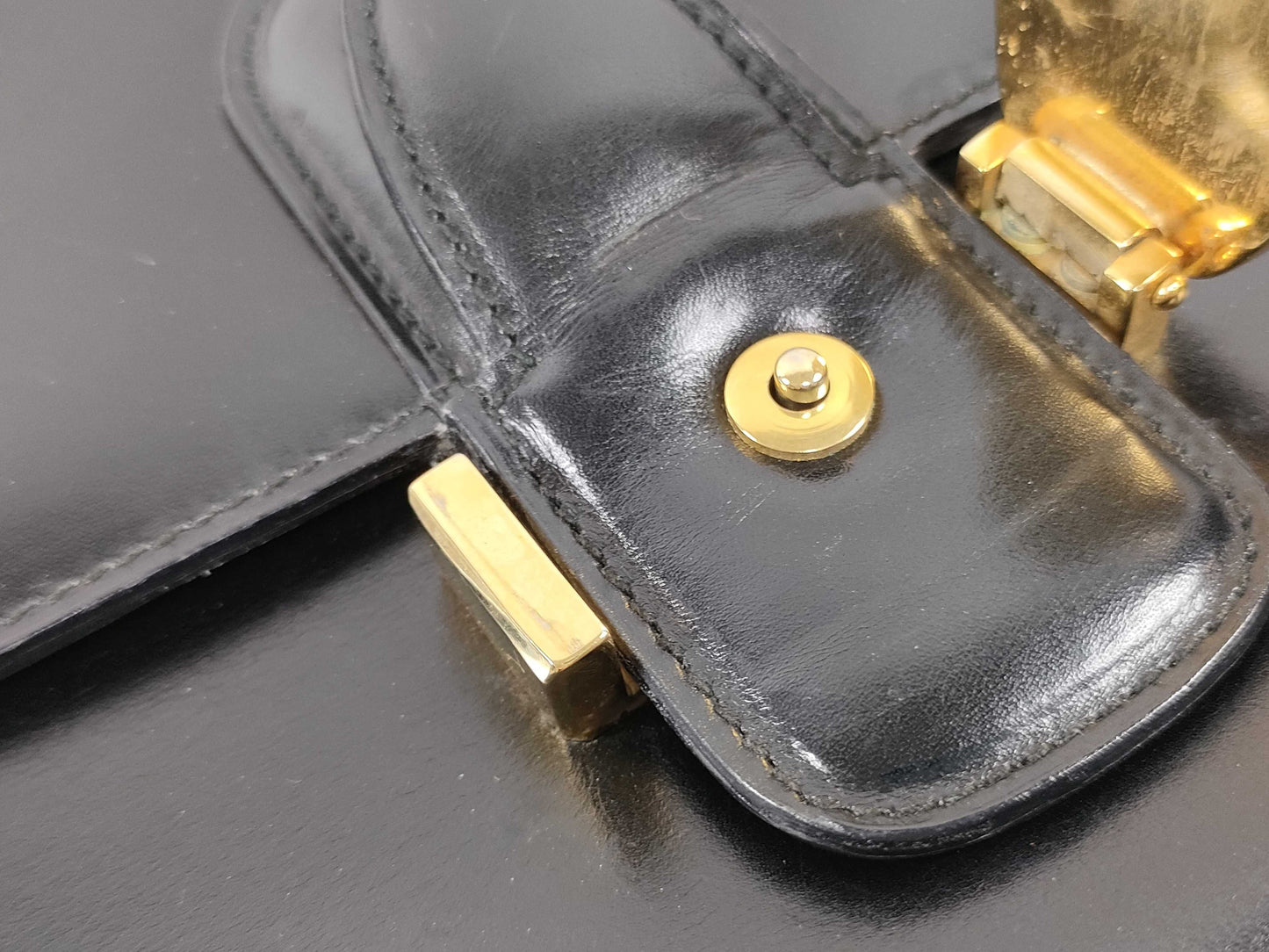 CELINE Shoulder Bag Leather Black Shoulder Bag