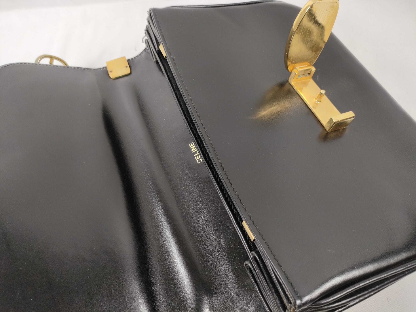 CELINE Shoulder Bag Leather Black Shoulder Bag