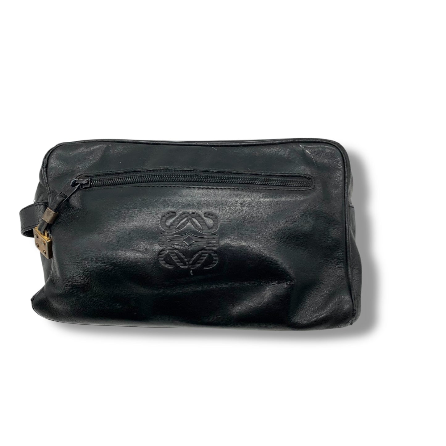 LOEWE Leather Anagram Clutch Bag Black Second Bag