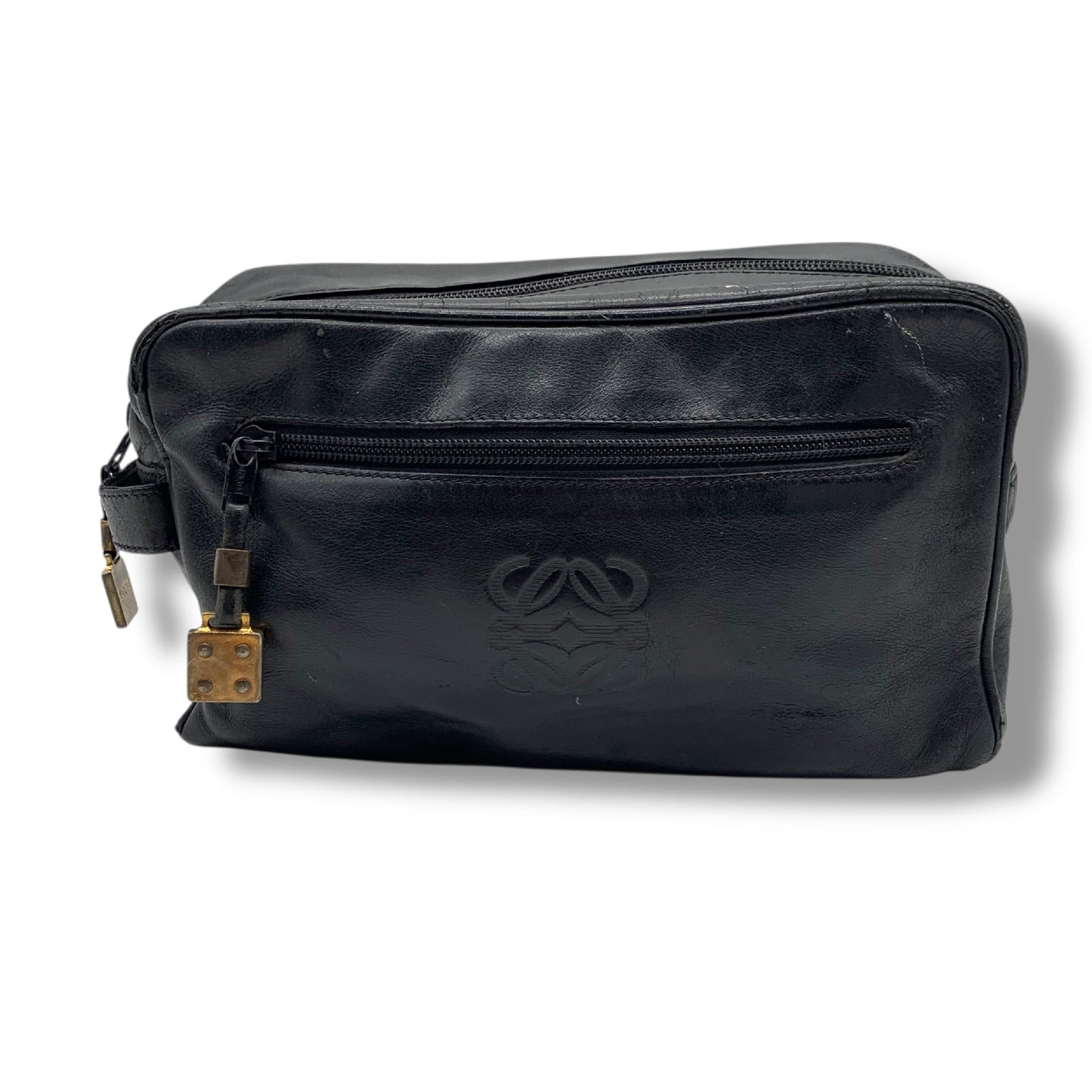 LOEWE Leather Anagram Clutch Bag Black Second Bag