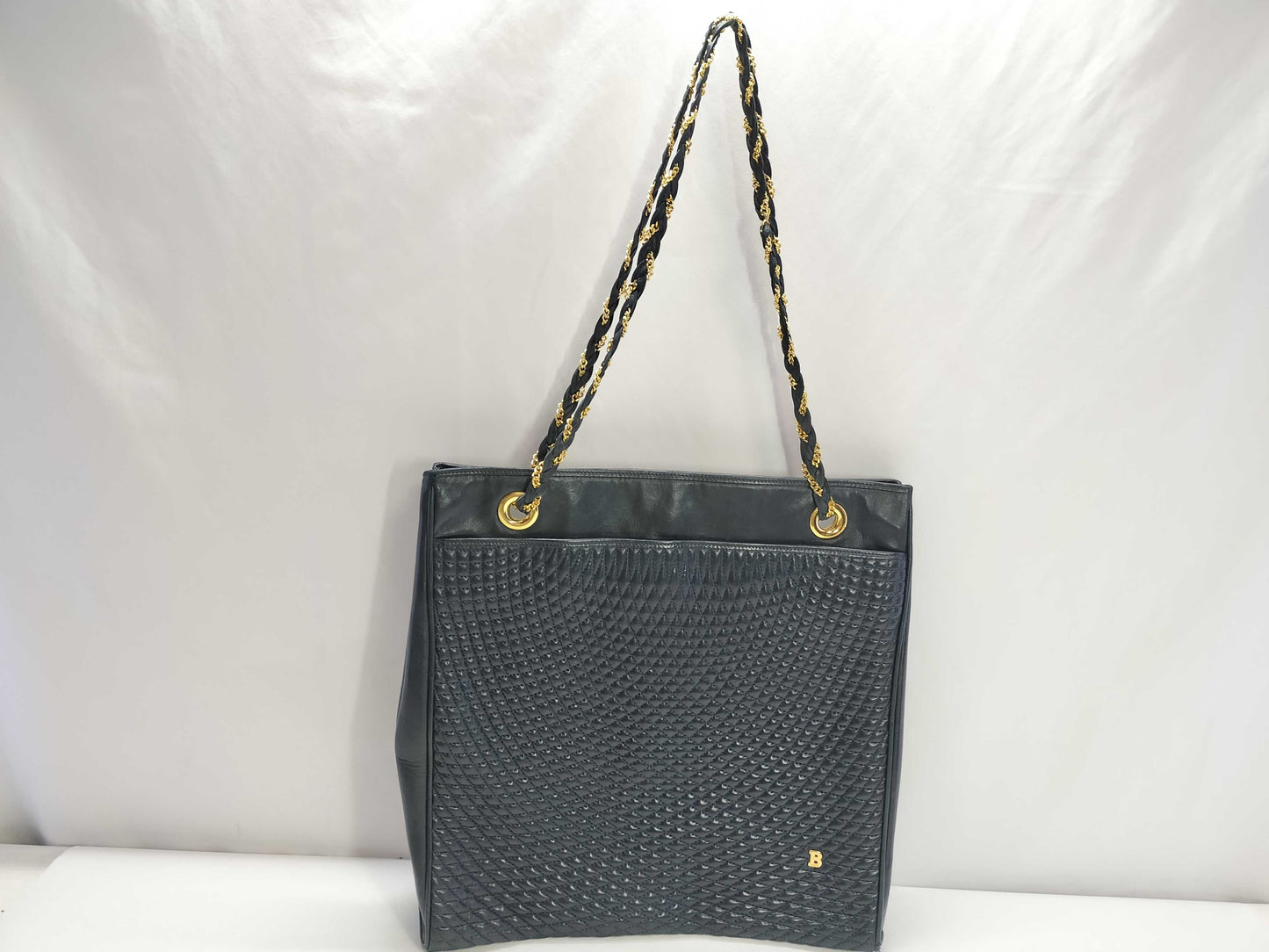 BALLY Quilted Chain Tote Bag in Black