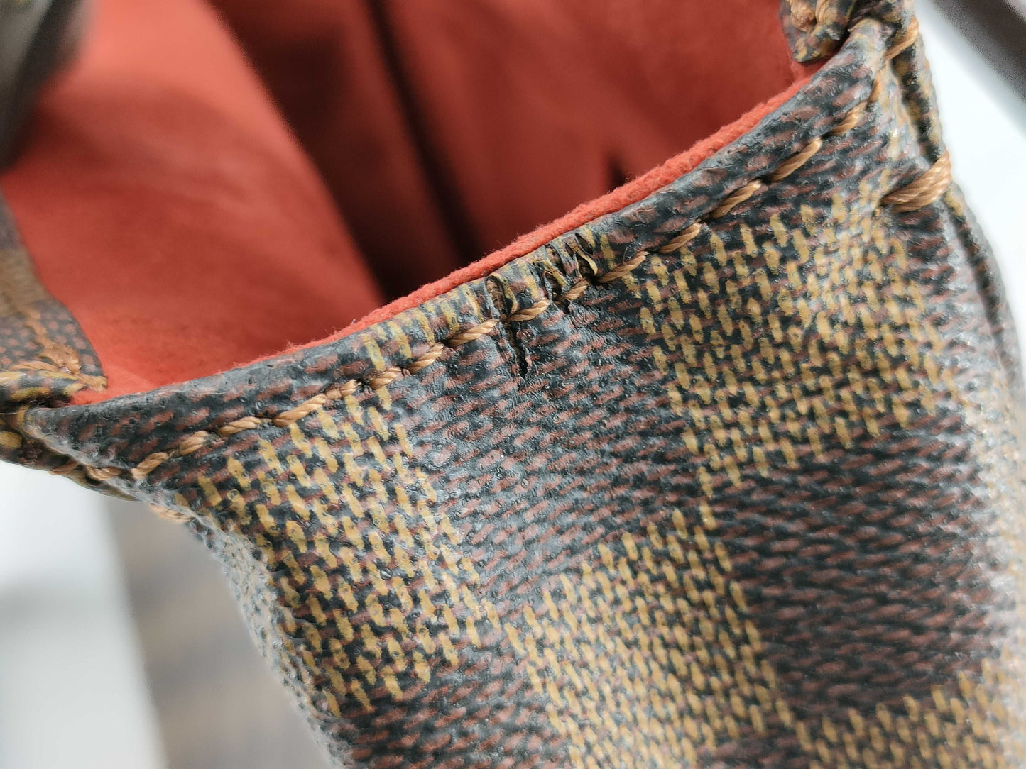 LOUIS VUITTON N51123 Damier Parioli PM Tote Bag, Brown Leather, Damier N51123/AR1002