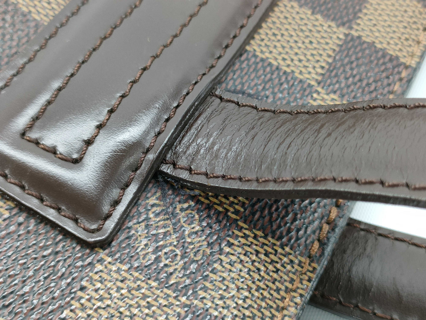 LOUIS VUITTON N51123 Damier Parioli PM Tote Bag, Brown Leather, Damier N51123/AR1002