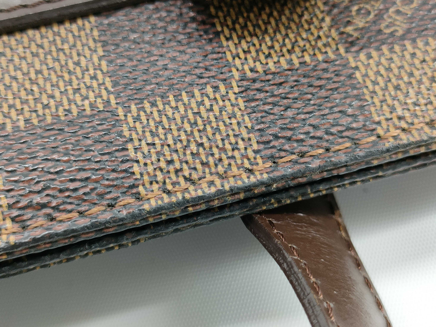 LOUIS VUITTON N51123 Damier Parioli PM Tote Bag, Brown Leather, Damier N51123/AR1002