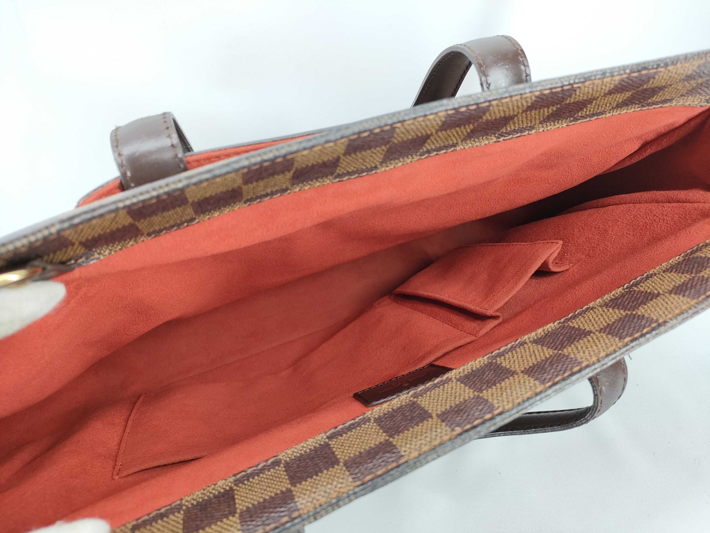 LOUIS VUITTON N51123 Damier Parioli PM Tote Bag, Brown Leather, Damier N51123/AR1002