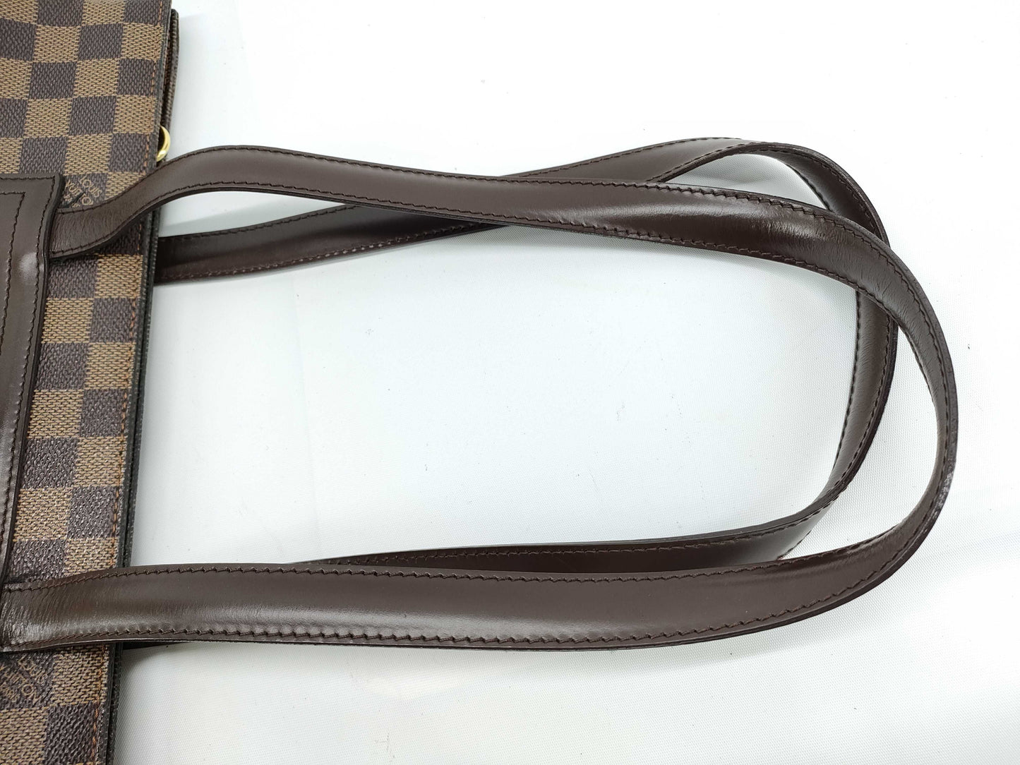 LOUIS VUITTON N51123 Damier Parioli PM Tote Bag, Brown Leather, Damier N51123/AR1002