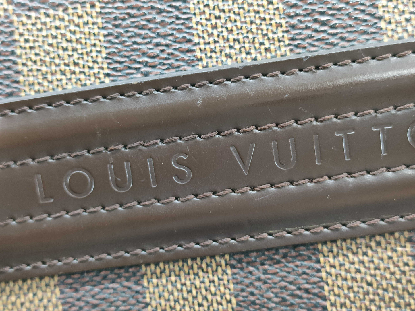 LOUIS VUITTON N51123 Damier Parioli PM Tote Bag, Brown Leather, Damier N51123/AR1002