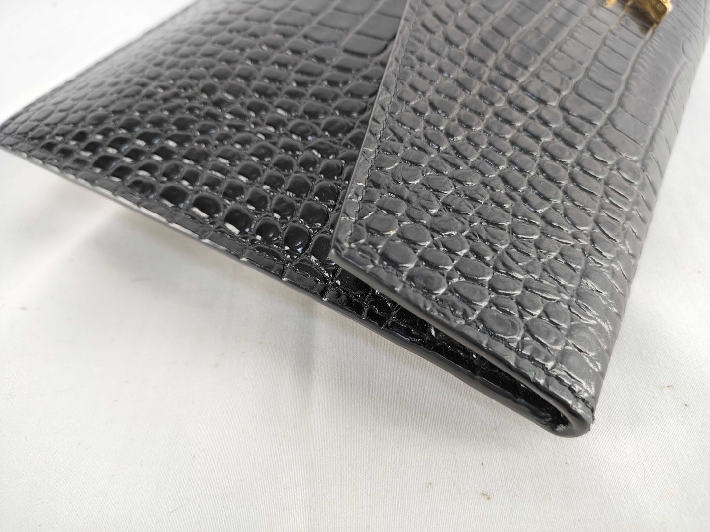 SAINT LAURENT FR-SAINT LAURENT CLUTCH MOC CROC YSL LOGO Clutch Bag