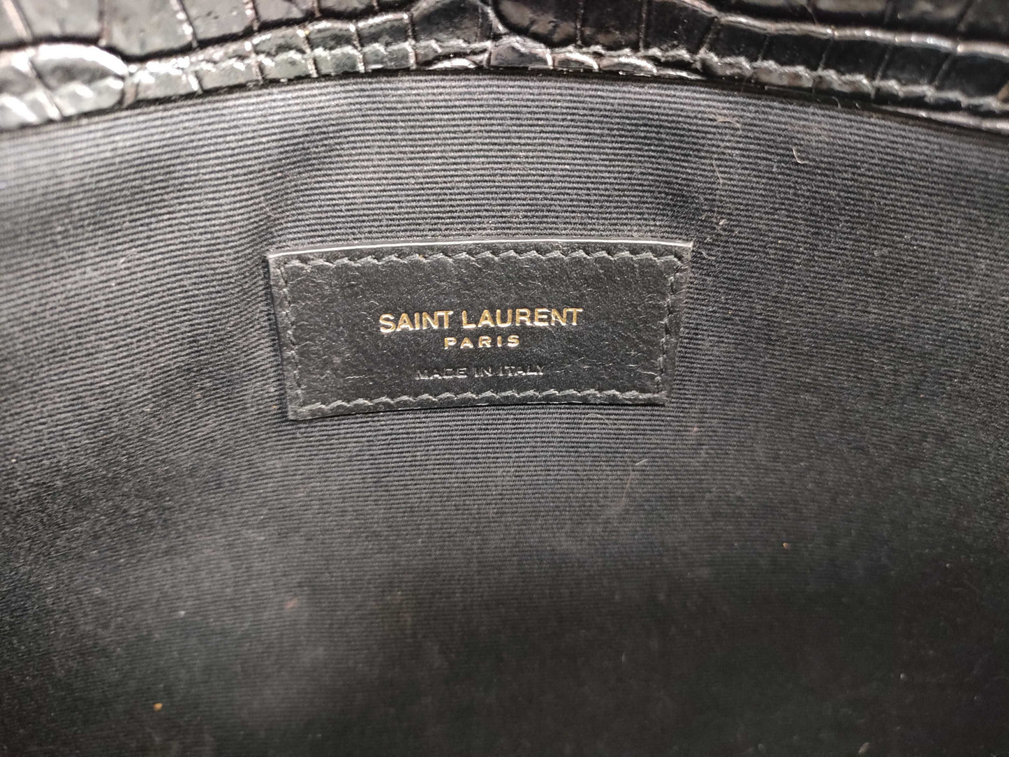 SAINT LAURENT FR-SAINT LAURENT CLUTCH MOC CROC YSL LOGO Clutch Bag