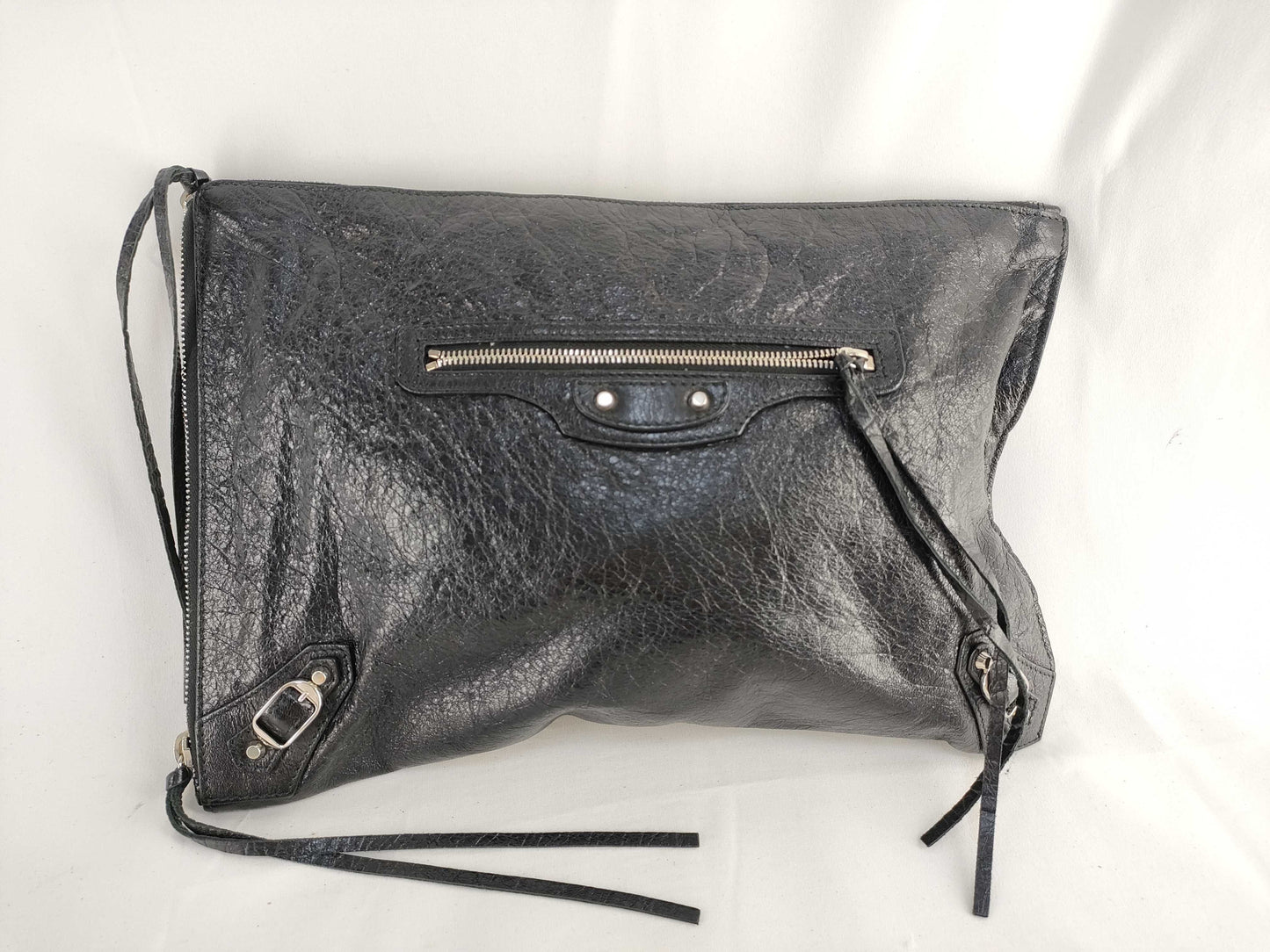 BALENCIAGA KR - Balenciaga 362967 Black Leather Classic Motor Clutch Bag