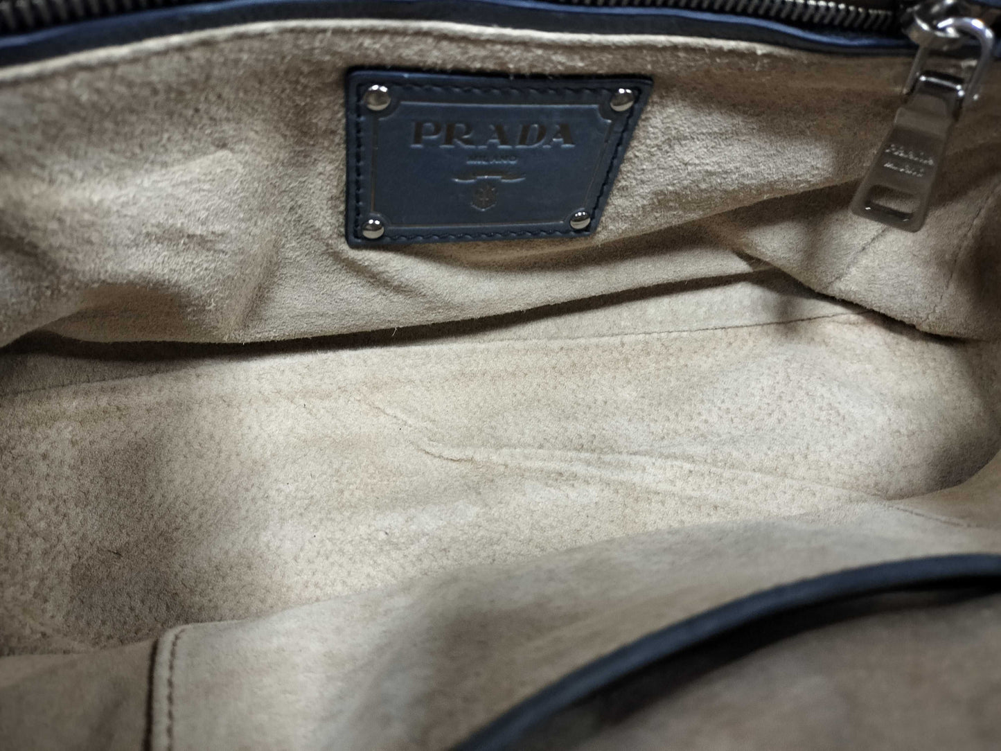 PRADA Prada Mocha Leather Chain Shoulder Bag Blue Shoulder Bag
