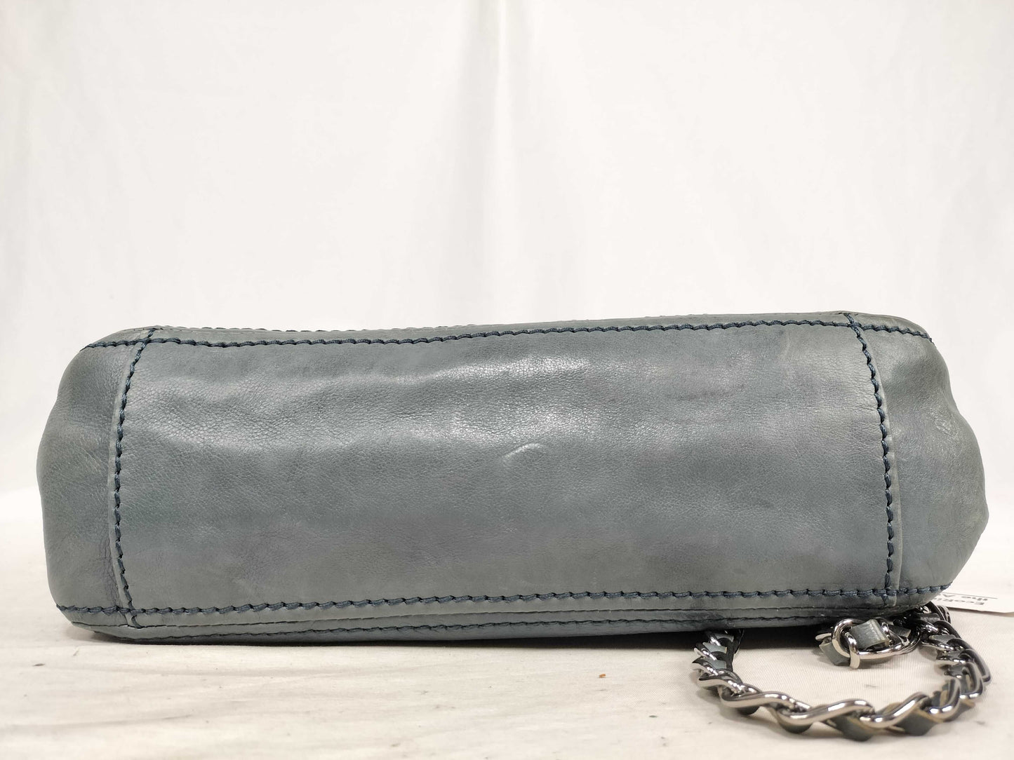 PRADA Prada Mocha Leather Chain Shoulder Bag Blue Shoulder Bag