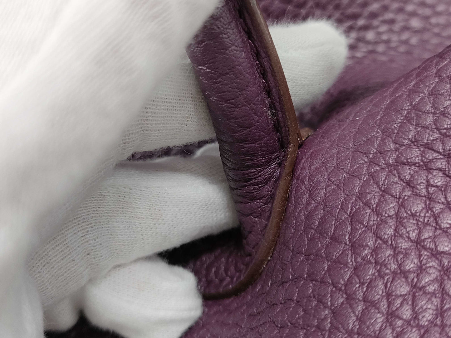 HERMES Garden Party PM Negonda Cassis Tote Bag with Silver Hardware and Twilly
