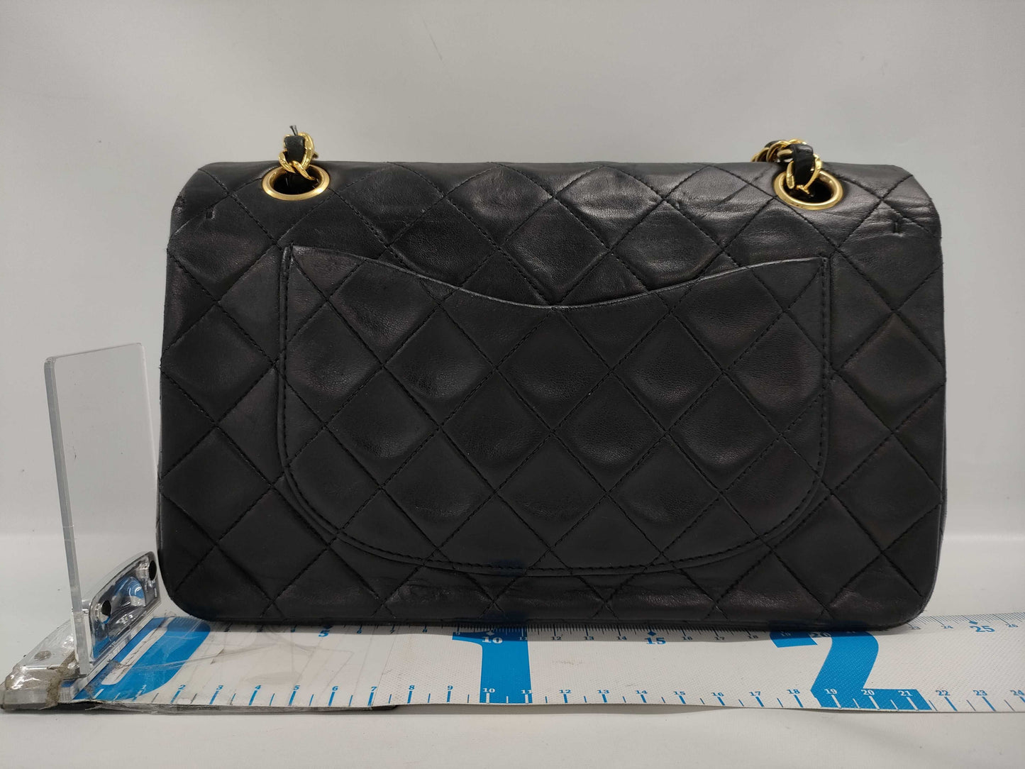 CHANEL Matelasse Double Flap Double Chain Lambskin Shoulder Bag with Gold Hardware and Serial Seal