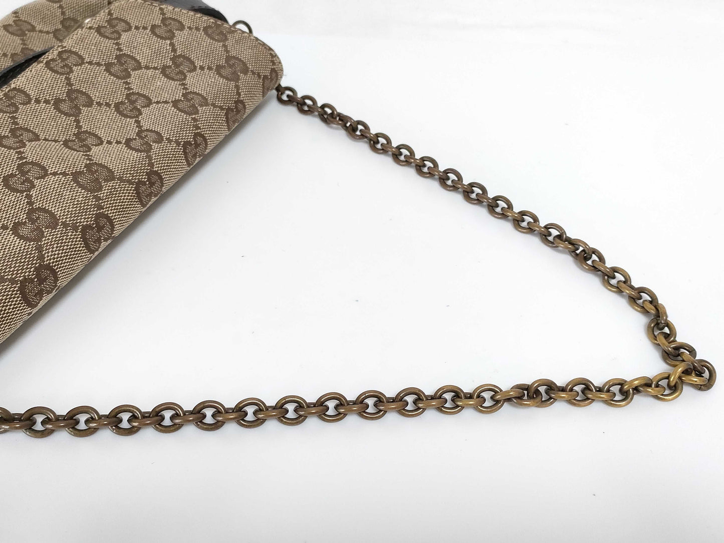 GUCCI GG Canvas Shoulder Bag with Horsebit Hardware and GG Pattern