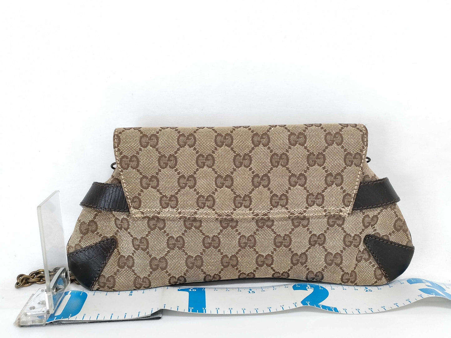 GUCCI GG Canvas Shoulder Bag with Horsebit Hardware and GG Pattern