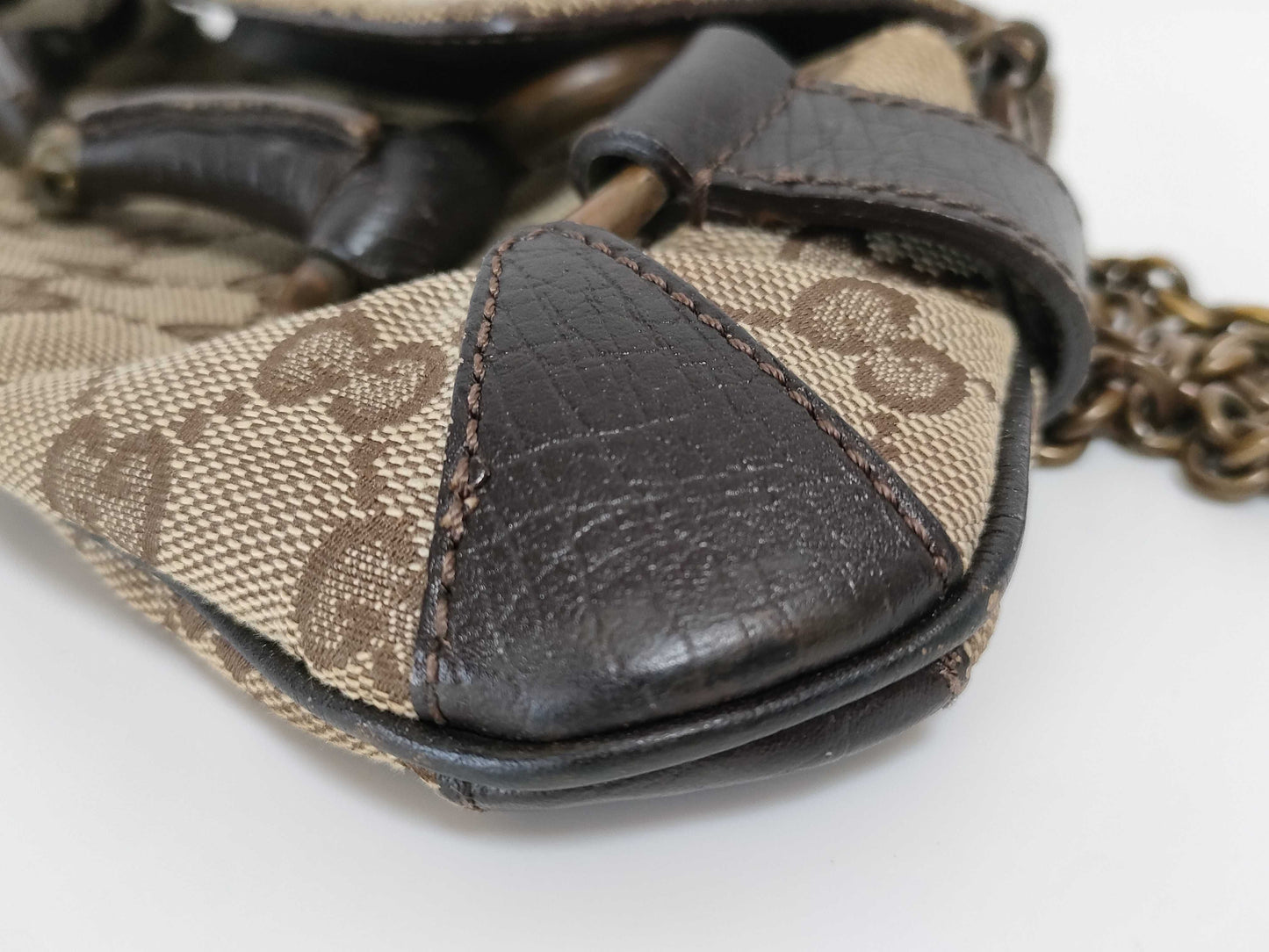 GUCCI GG Canvas Shoulder Bag with Horsebit Hardware and GG Pattern